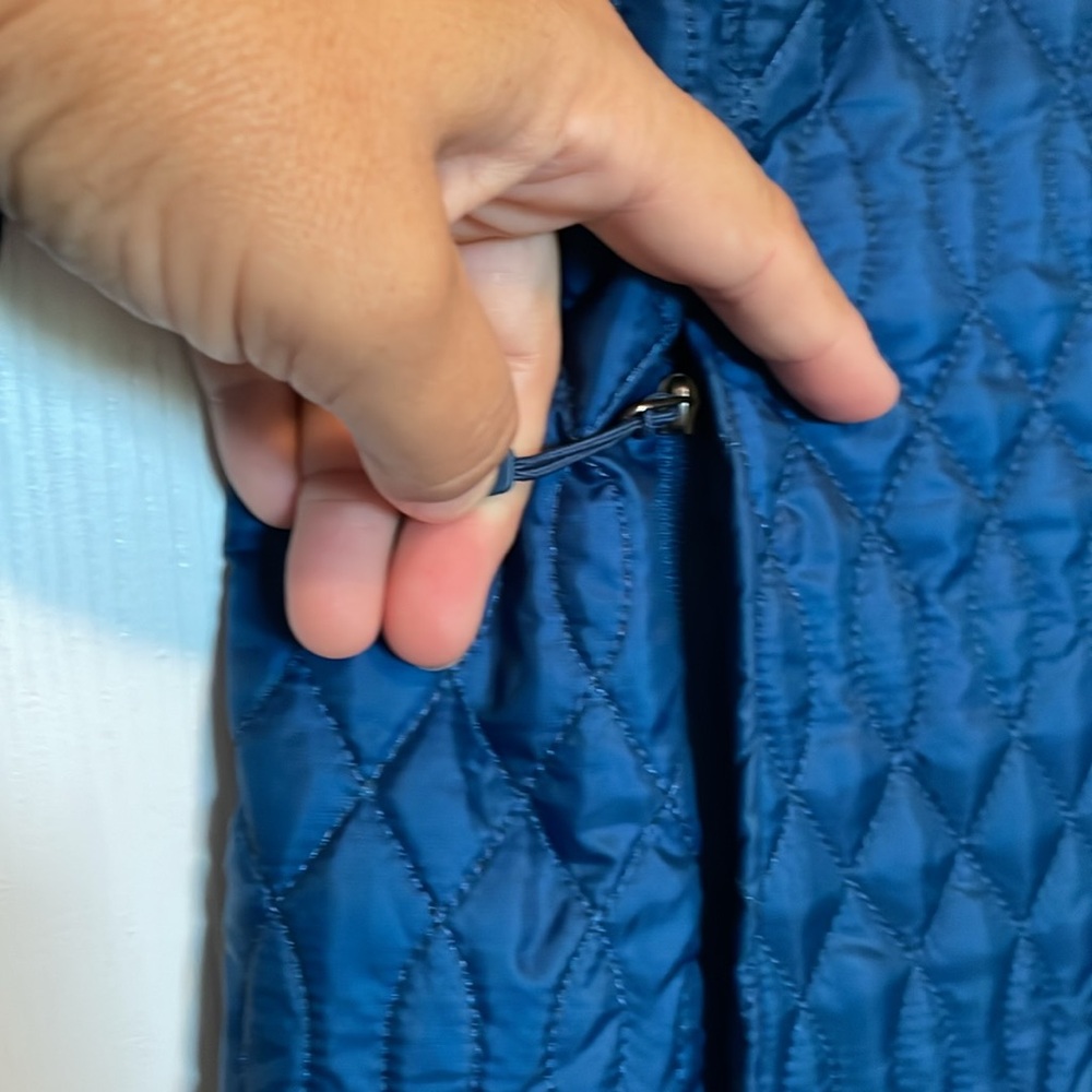 Lands’End sz S quilted deep teal jacket front pockets zip front adjustable waist - Picture 5 of 10